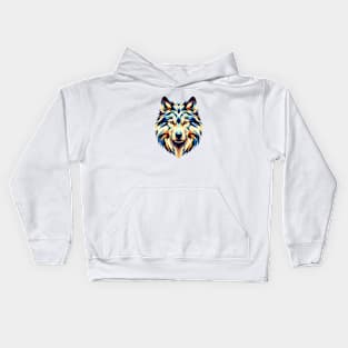 Abstract Geometric Wolf - Color Design Kids Hoodie